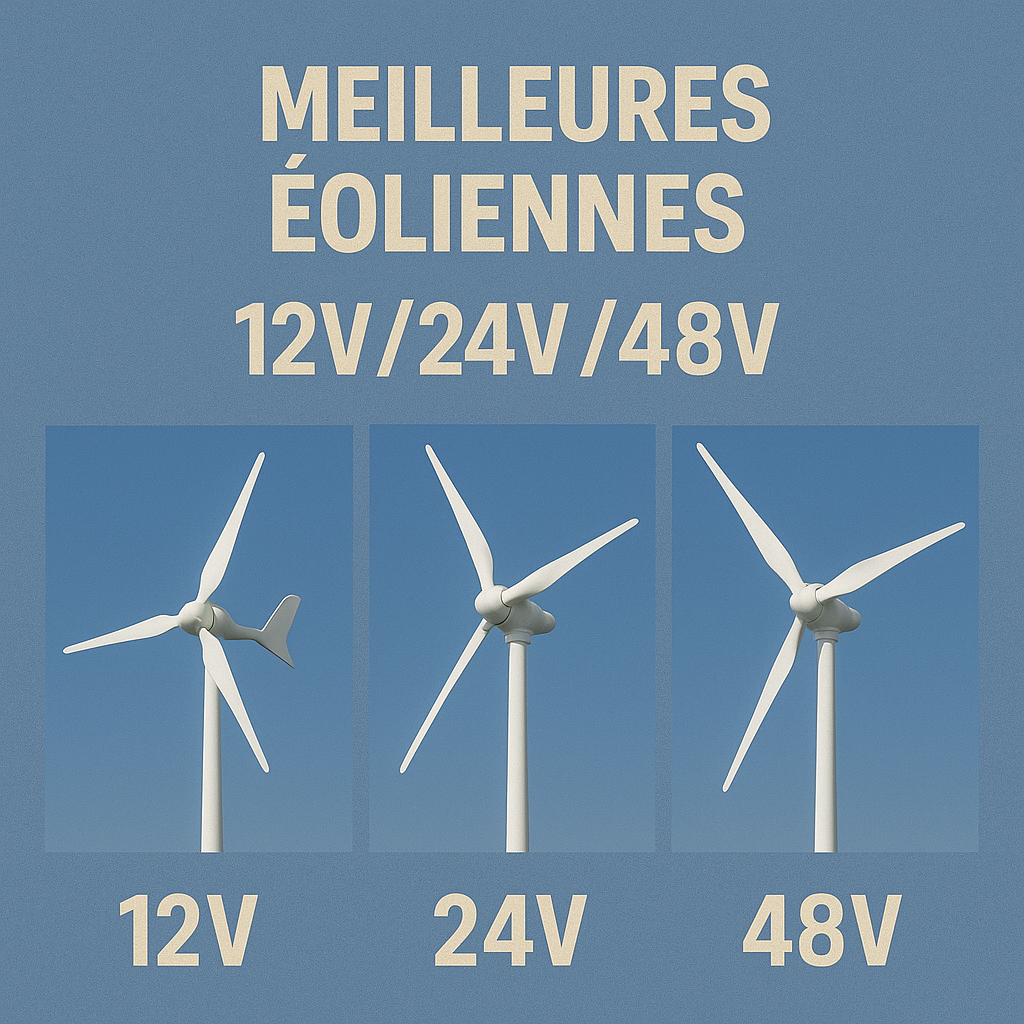 Comparatif des meilleures éoliennes domestiques disponibles en 12V, 24V et 48V